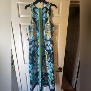 Donna Morgan Blue and Green Patterned Dress sz 10 NWT